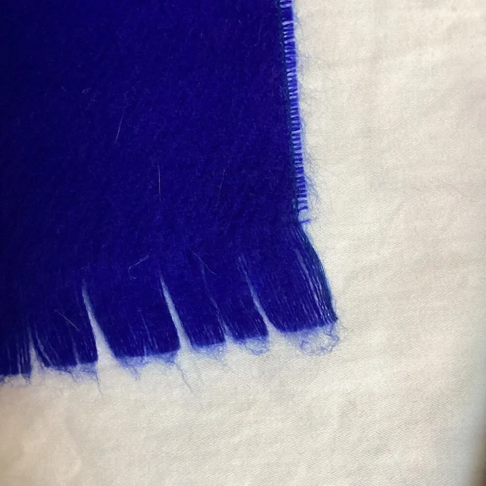 Cobalt Blue Brushed Acrylic Neck Warmer Scarf for Men or Women Vintage 80s
